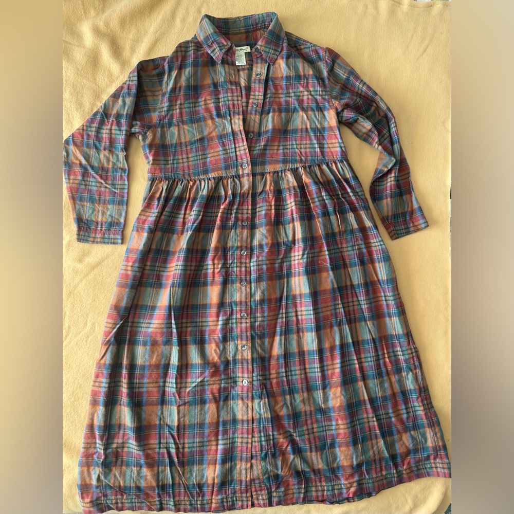 Eddie Bauer Plaid Midi Dress - Blue and Red